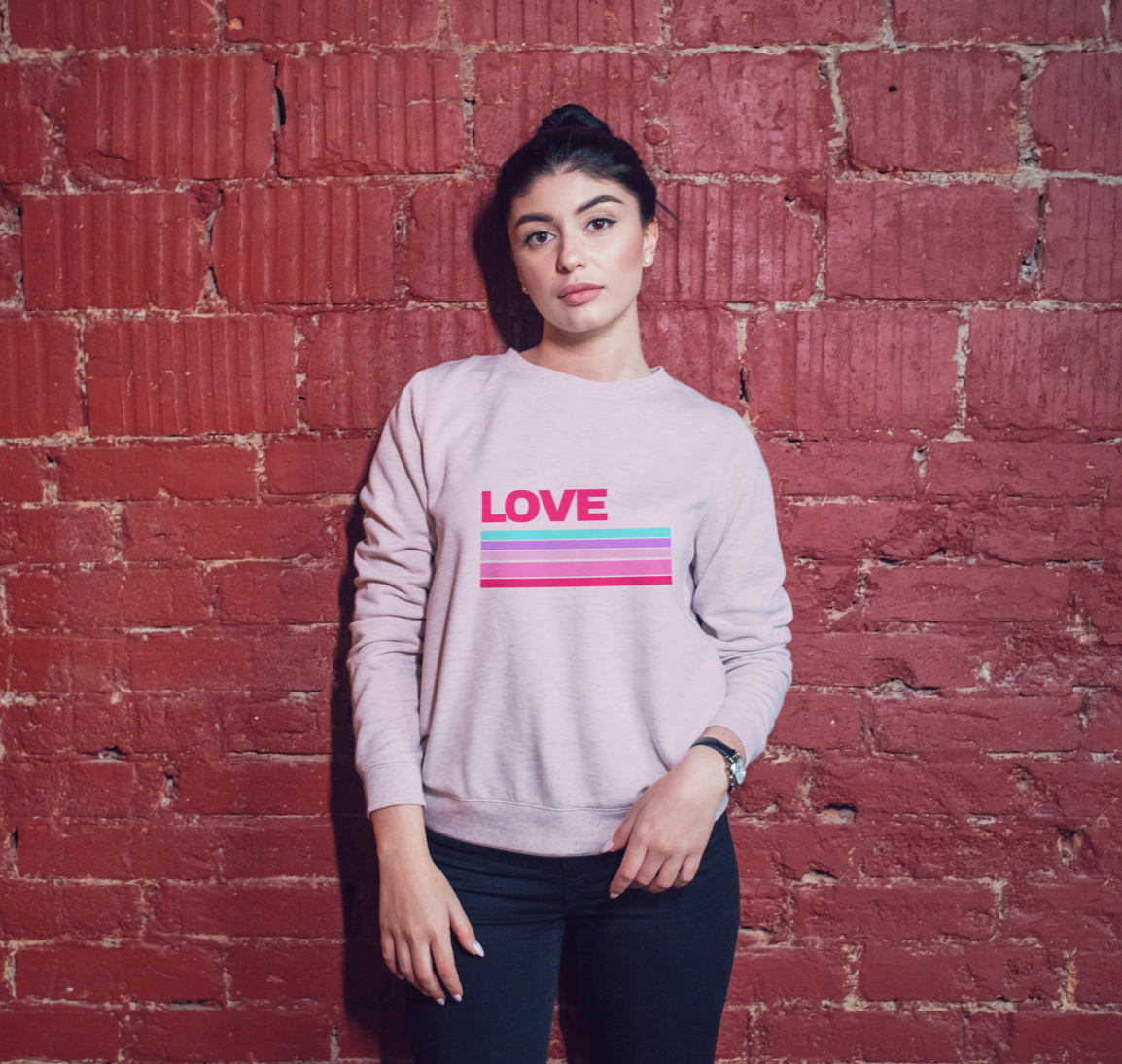 Love Striped Sweatshirt