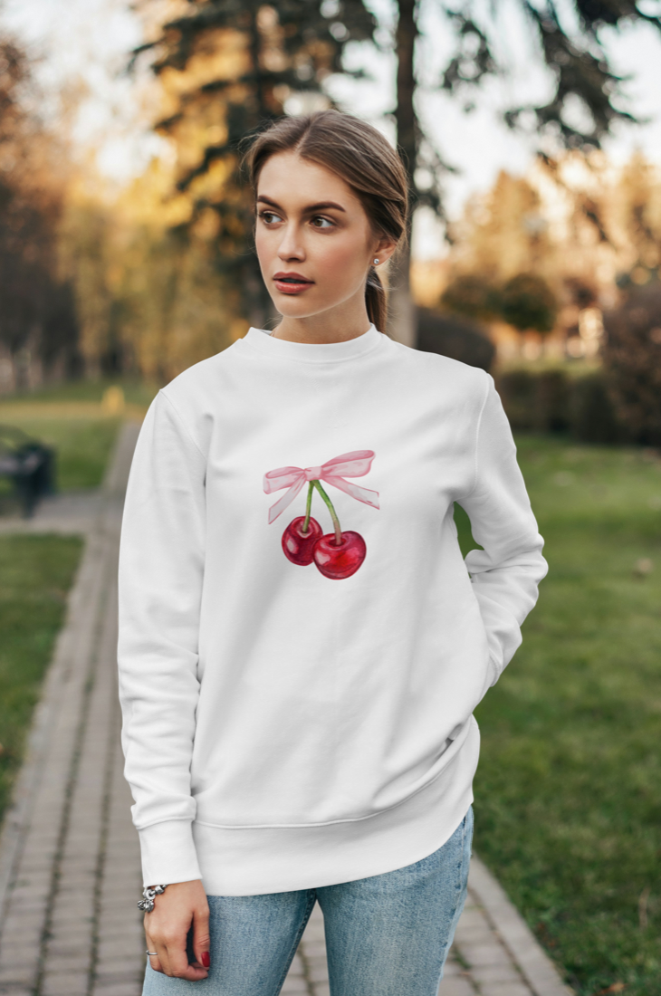 Pink Bow Cherry Sweatshirt