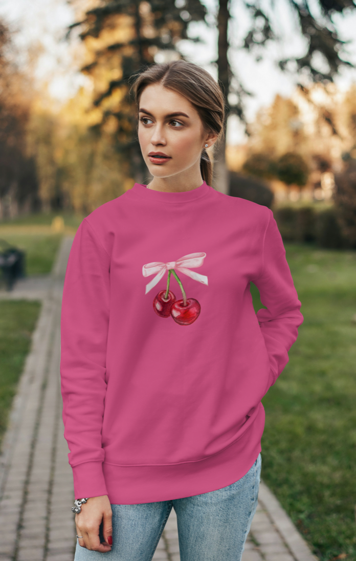 Pink Bow Cherry Sweatshirt